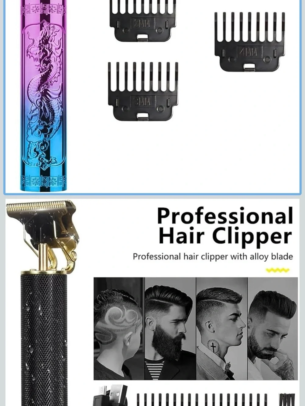Razors Vintage T9 Cordless 0mm Professional Hair Clippers Electric Trimmers for
